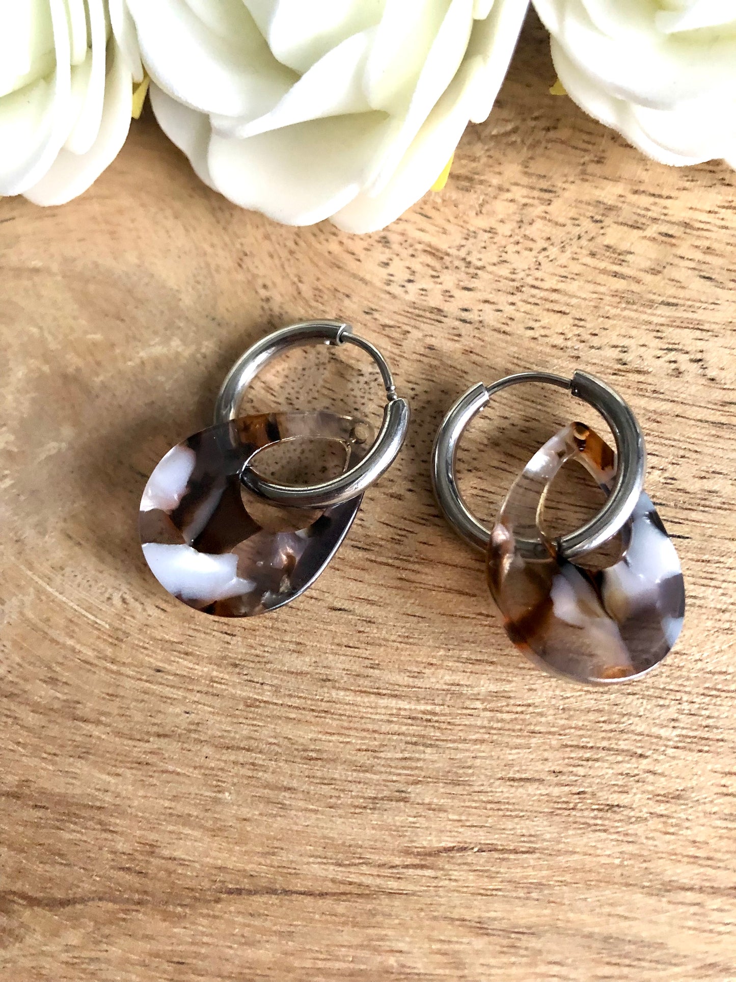 Boucles d’Oreilles Gouttes Colorées - Marrons
