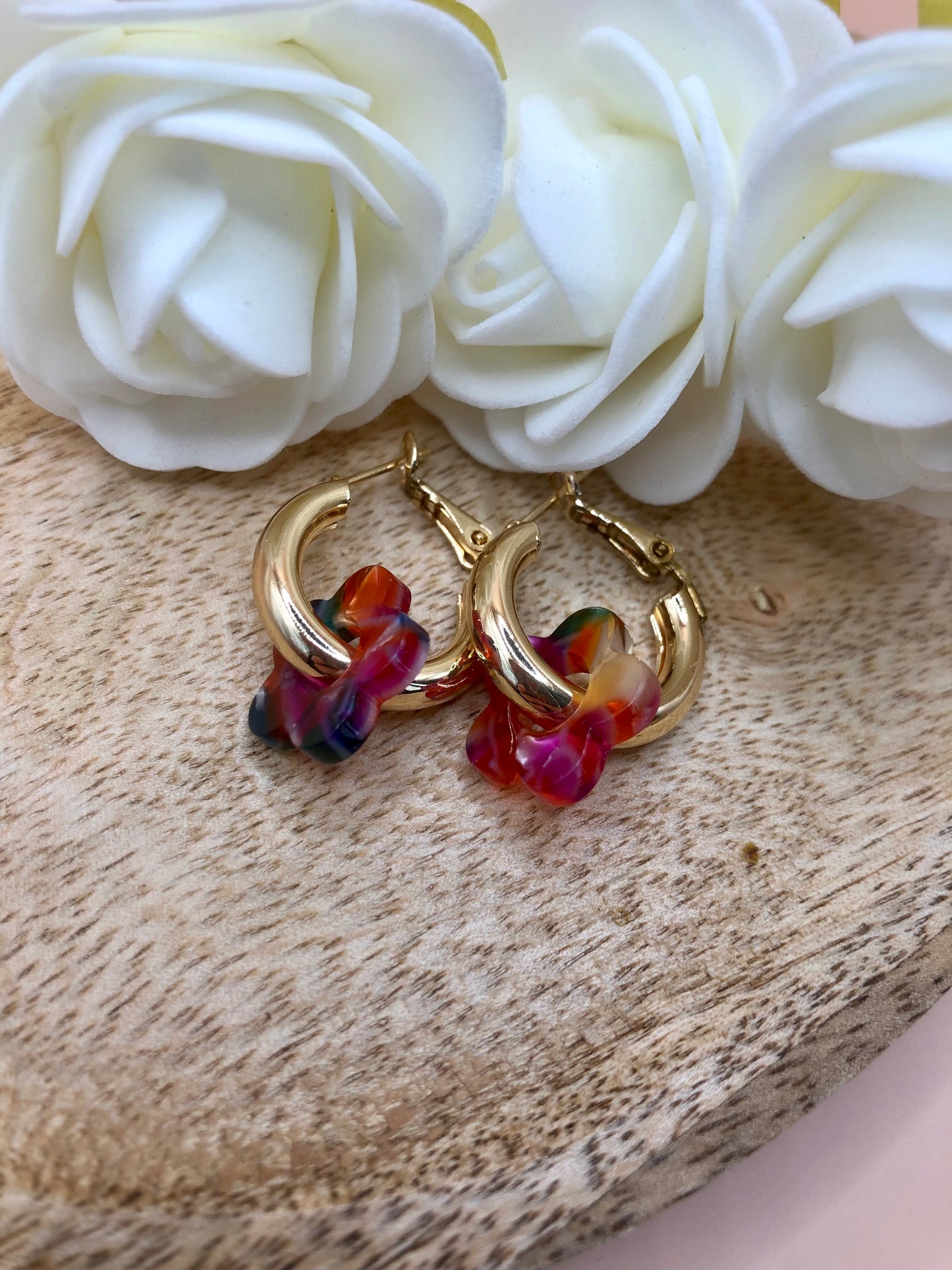Boucles d’Oreilles Fleurs Percées - Rose Colorful