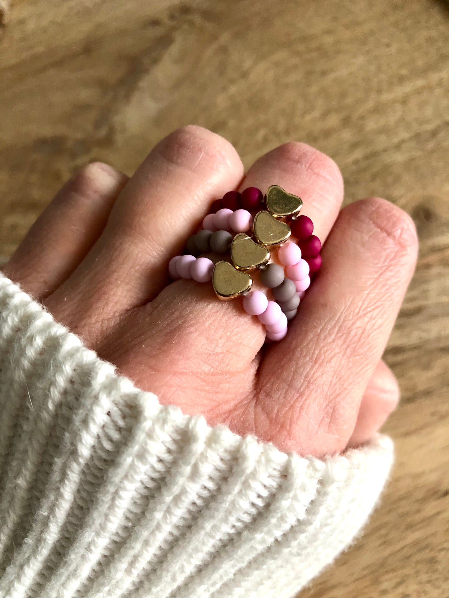 Bagues Cœurs en Perles Colorées