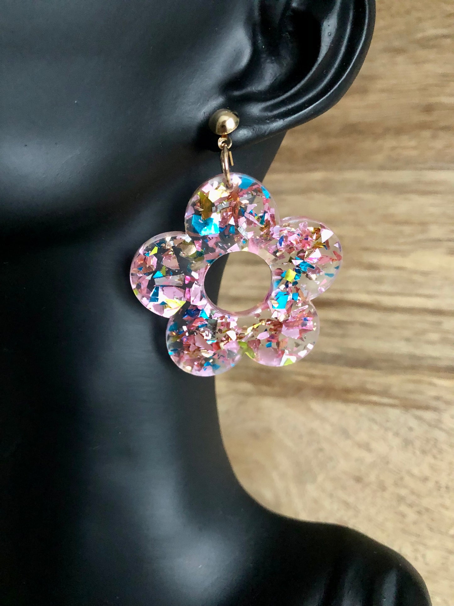 Boucles d’Oreilles Fleurs Pailletées