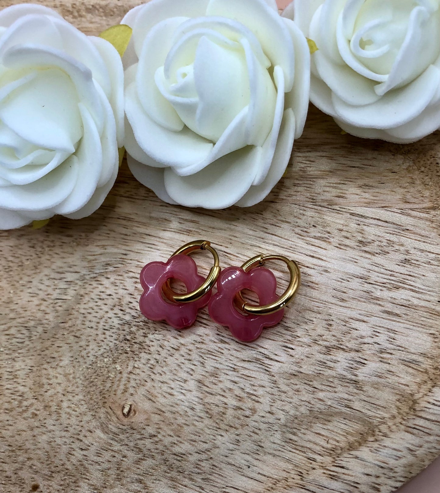 Boucles d’Oreilles Fleurs Percées - Roses