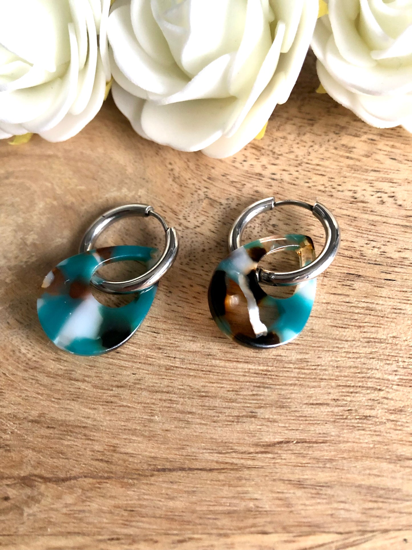 Boucles d’Oreilles Gouttes Colorées - Vertes