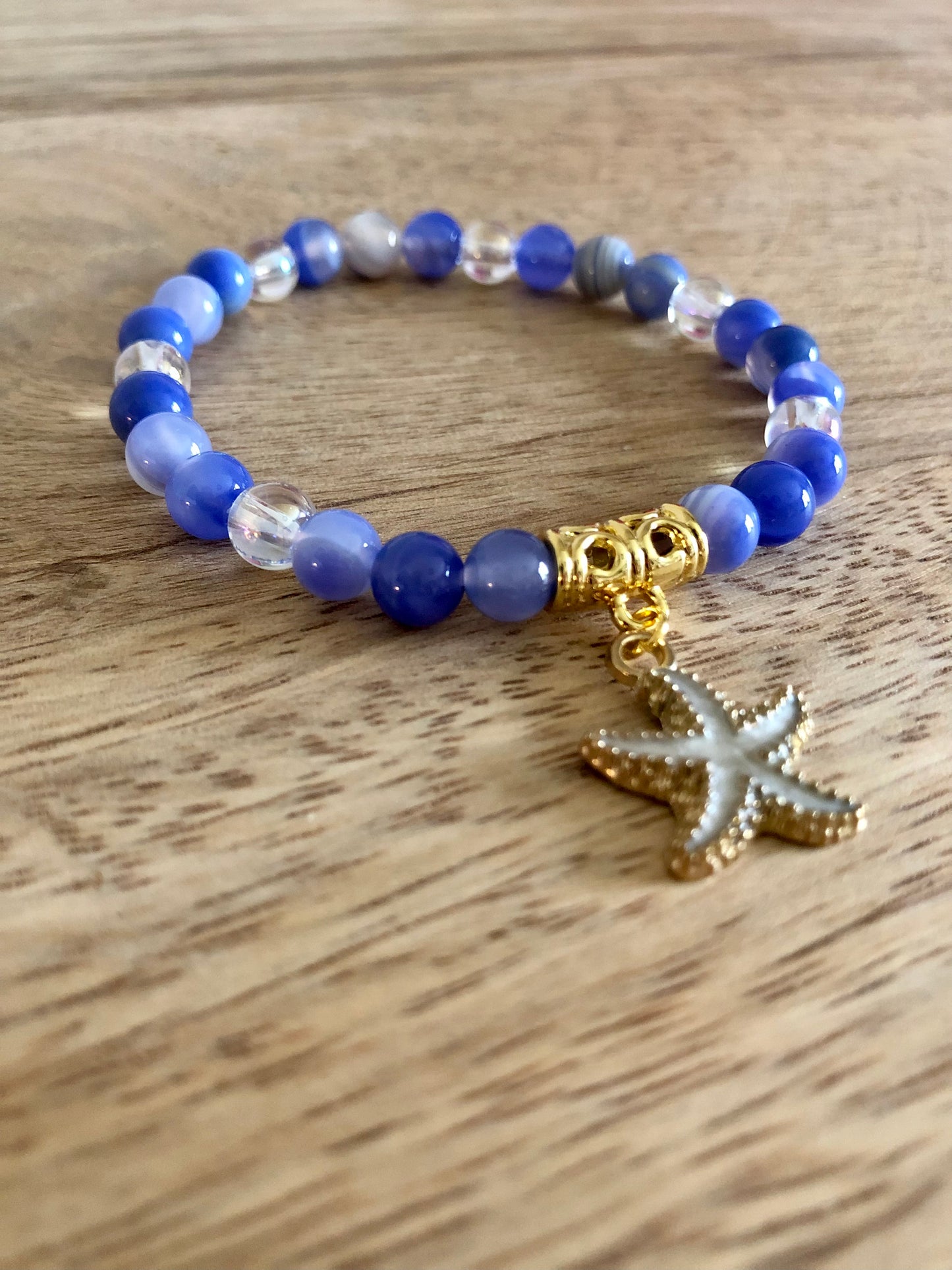 Bracelet Harmonie en Calcédoine Bleue Foncée & Aqua Aura