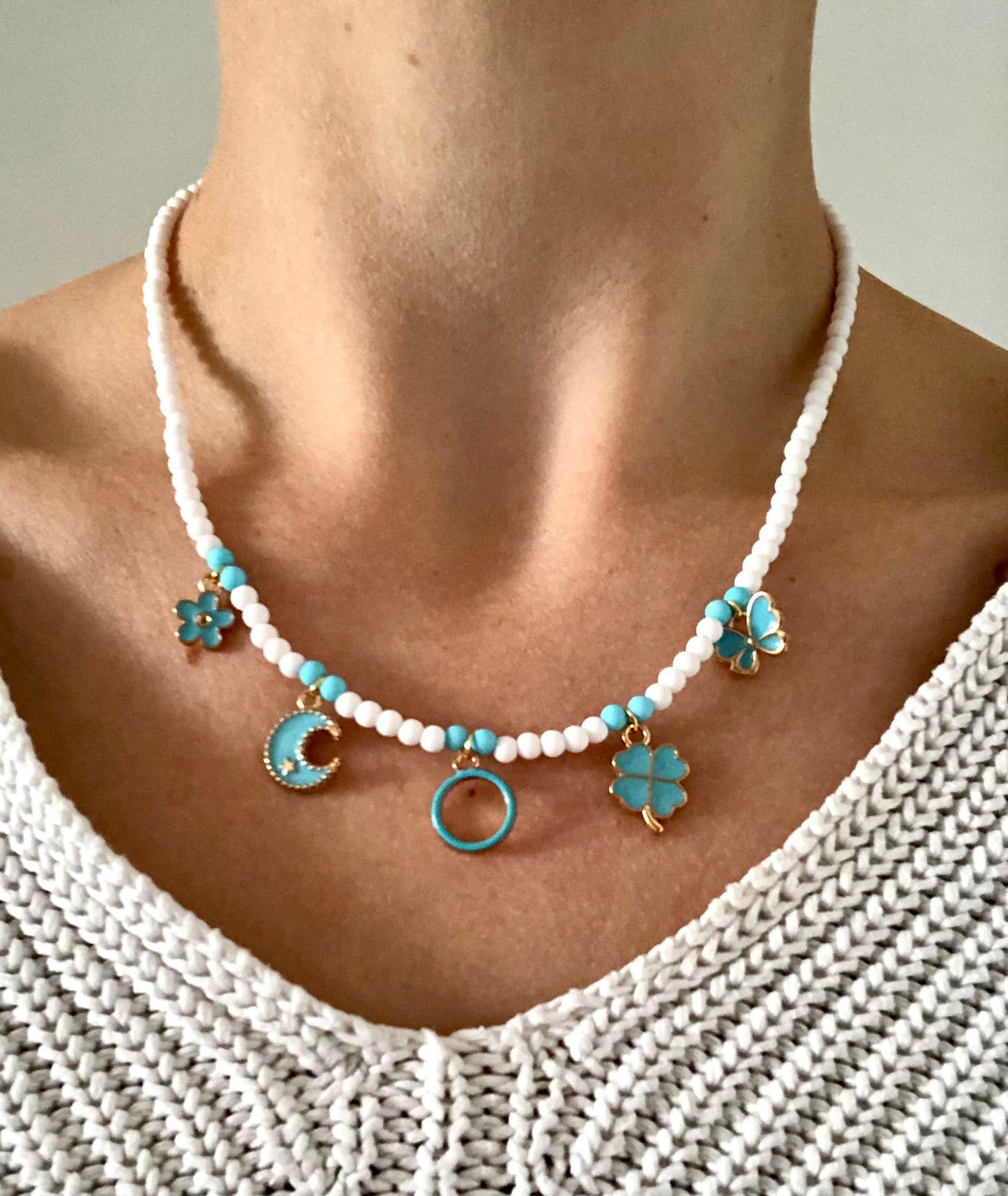 Collier à Breloques - Bleus