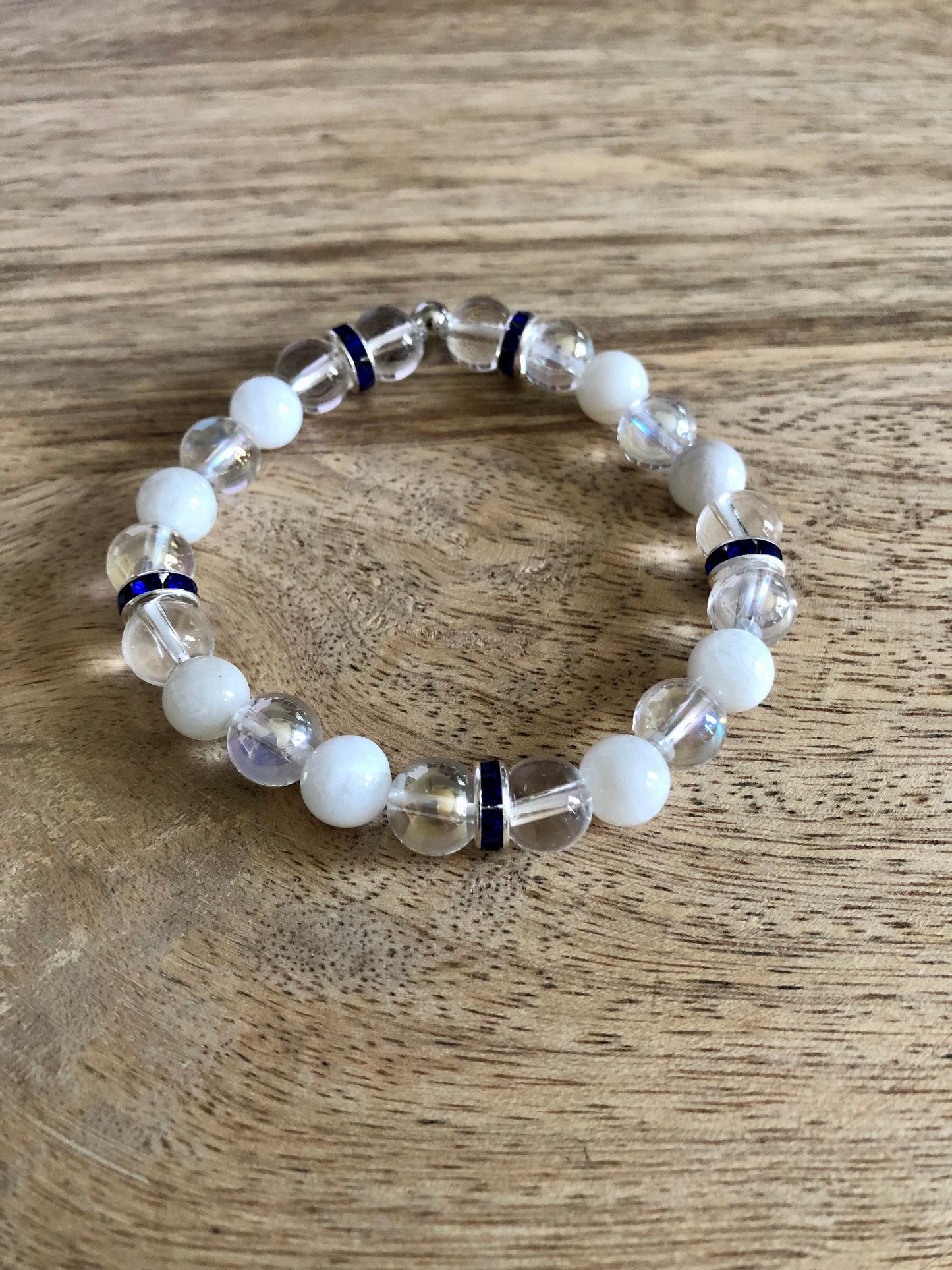 Bracelet Intuition en Pierre de Lune, Quartz Aqua Aura & Cristal de Roche