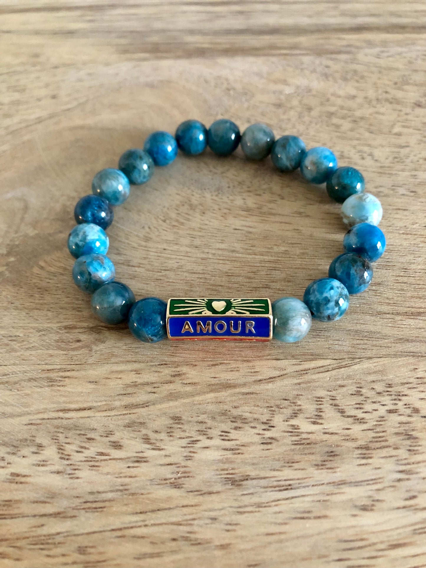 Bracelet Motivation en Apatite avec Breloque