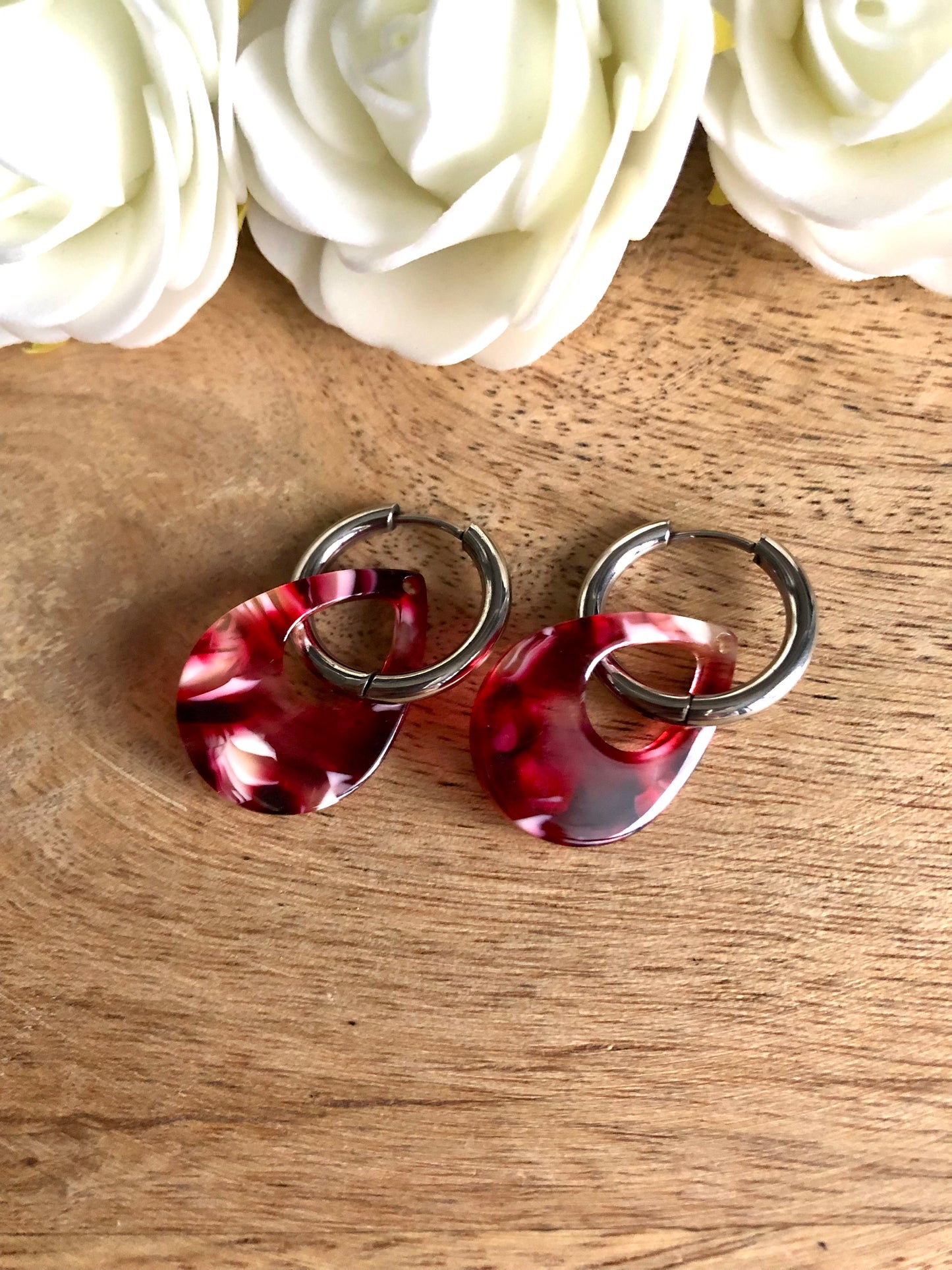 Boucles d’Oreilles Gouttes Colorées - Rouges