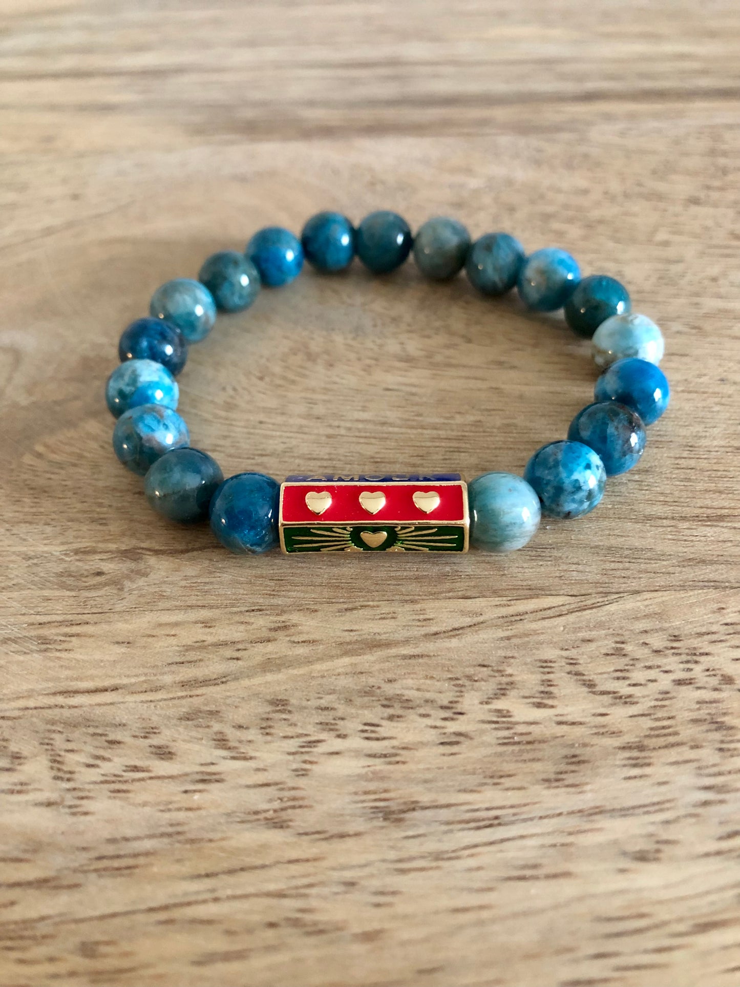 Bracelet Motivation en Apatite avec Breloque