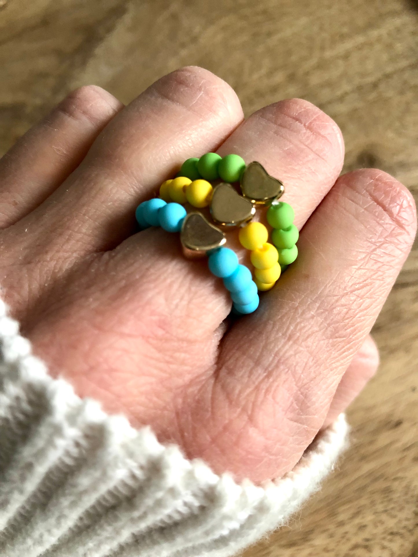 Bagues Cœurs en Perles Colorées