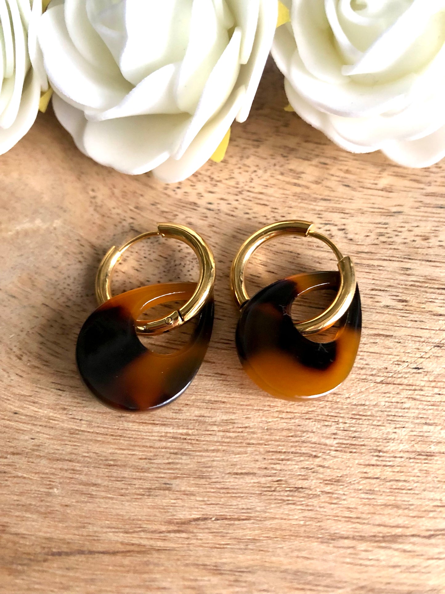 Boucles d’Oreilles Gouttes Colorées - Oeil de Tigre