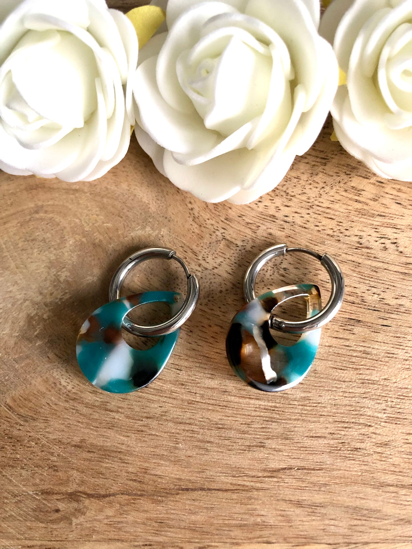 Boucles d’Oreilles Gouttes Colorées - Vertes