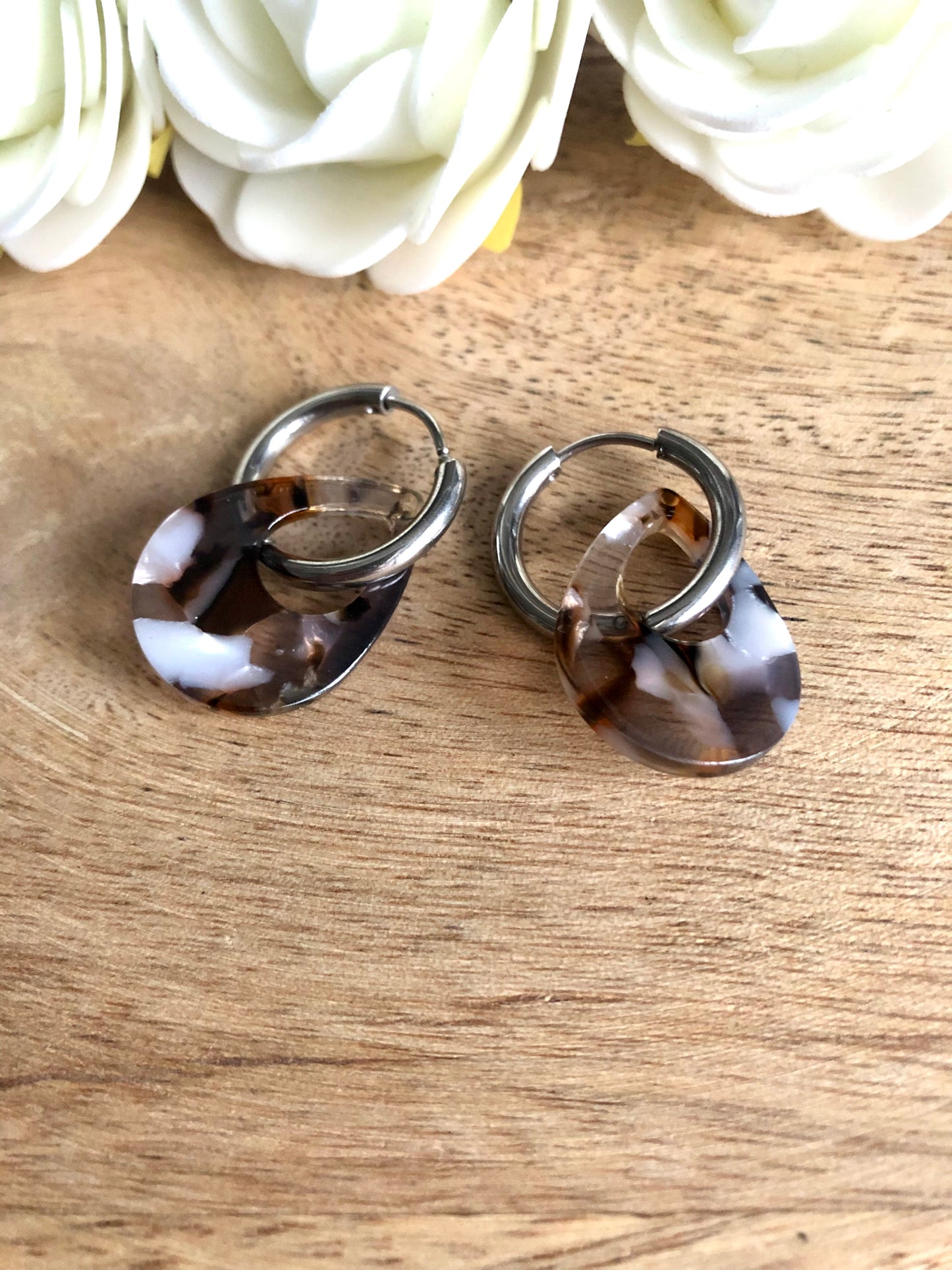 Boucles d’Oreilles Gouttes Colorées - Marrons