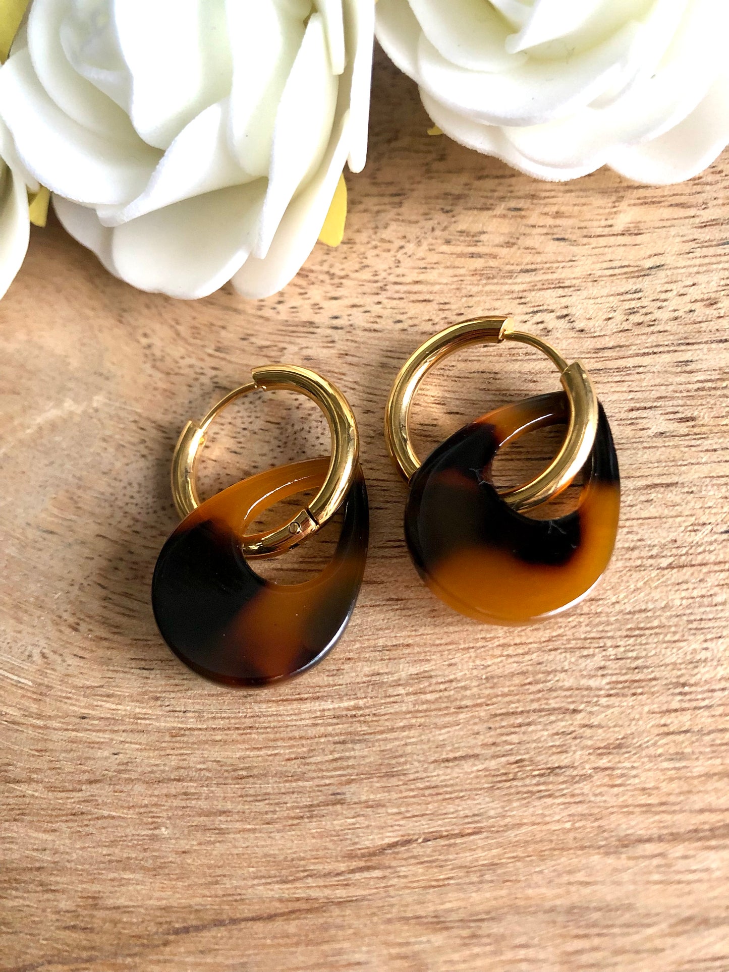 Boucles d’Oreilles Gouttes Colorées - Oeil de Tigre