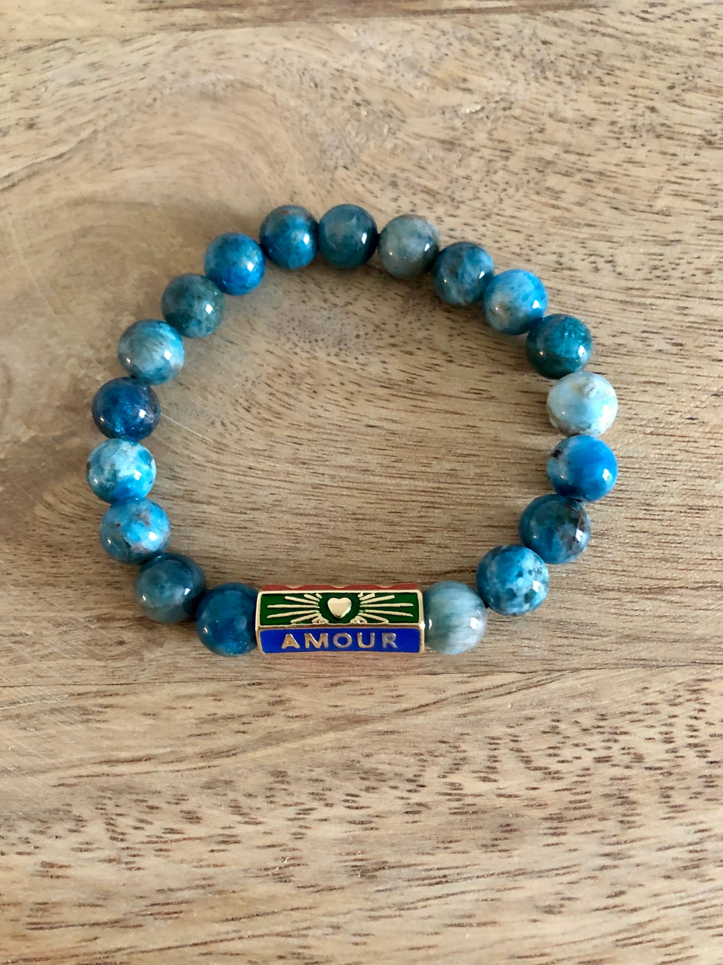 Bracelet Motivation en Apatite avec Breloque