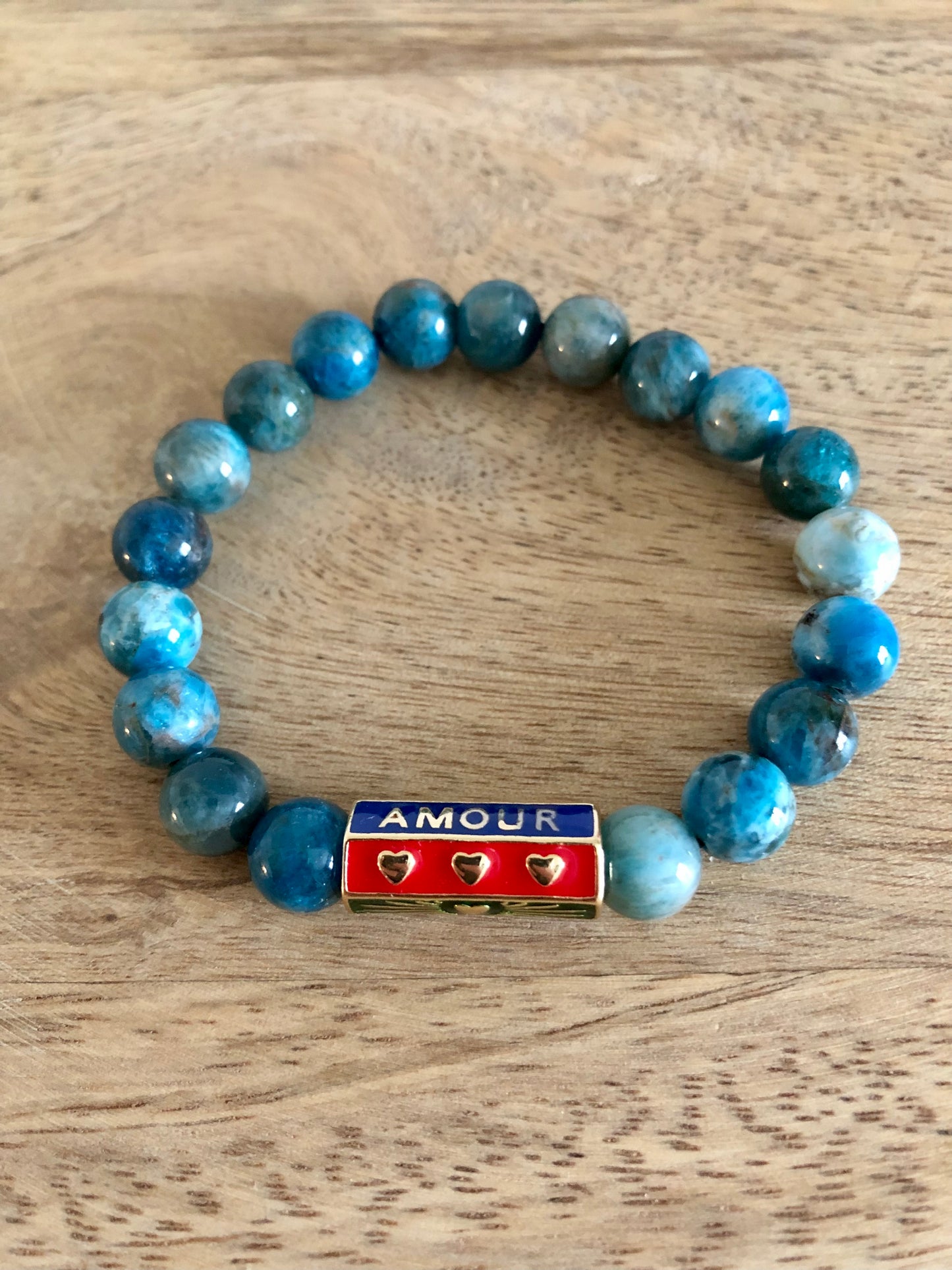 Bracelet Motivation en Apatite avec Breloque