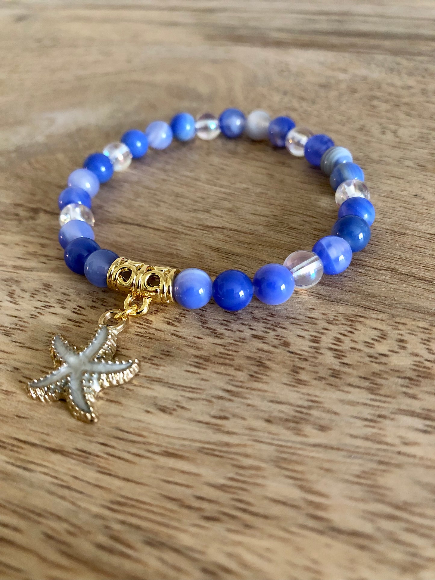 Bracelet Harmonie en Calcédoine Bleue Foncée & Aqua Aura