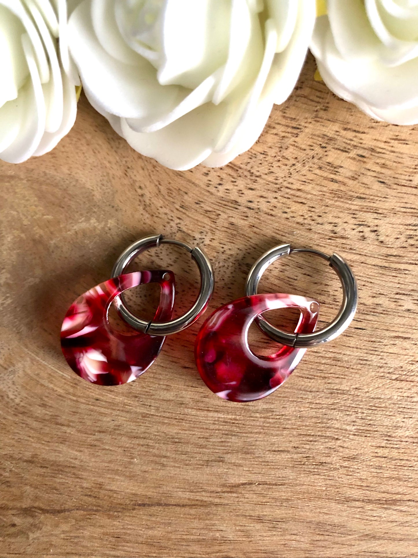 Boucles d’Oreilles Gouttes Colorées - Rouges