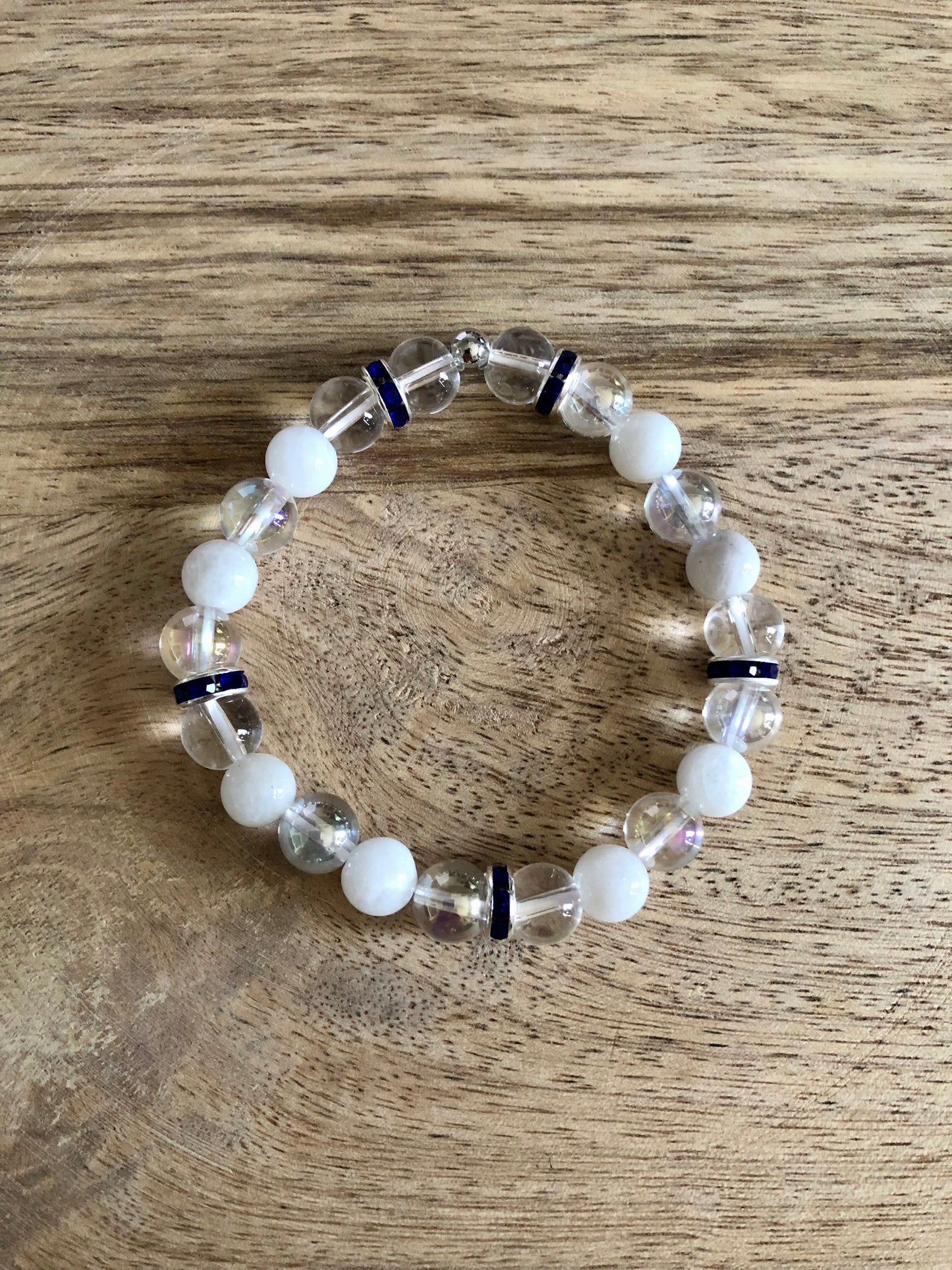 Bracelet Intuition en Pierre de Lune, Quartz Aqua Aura & Cristal de Roche