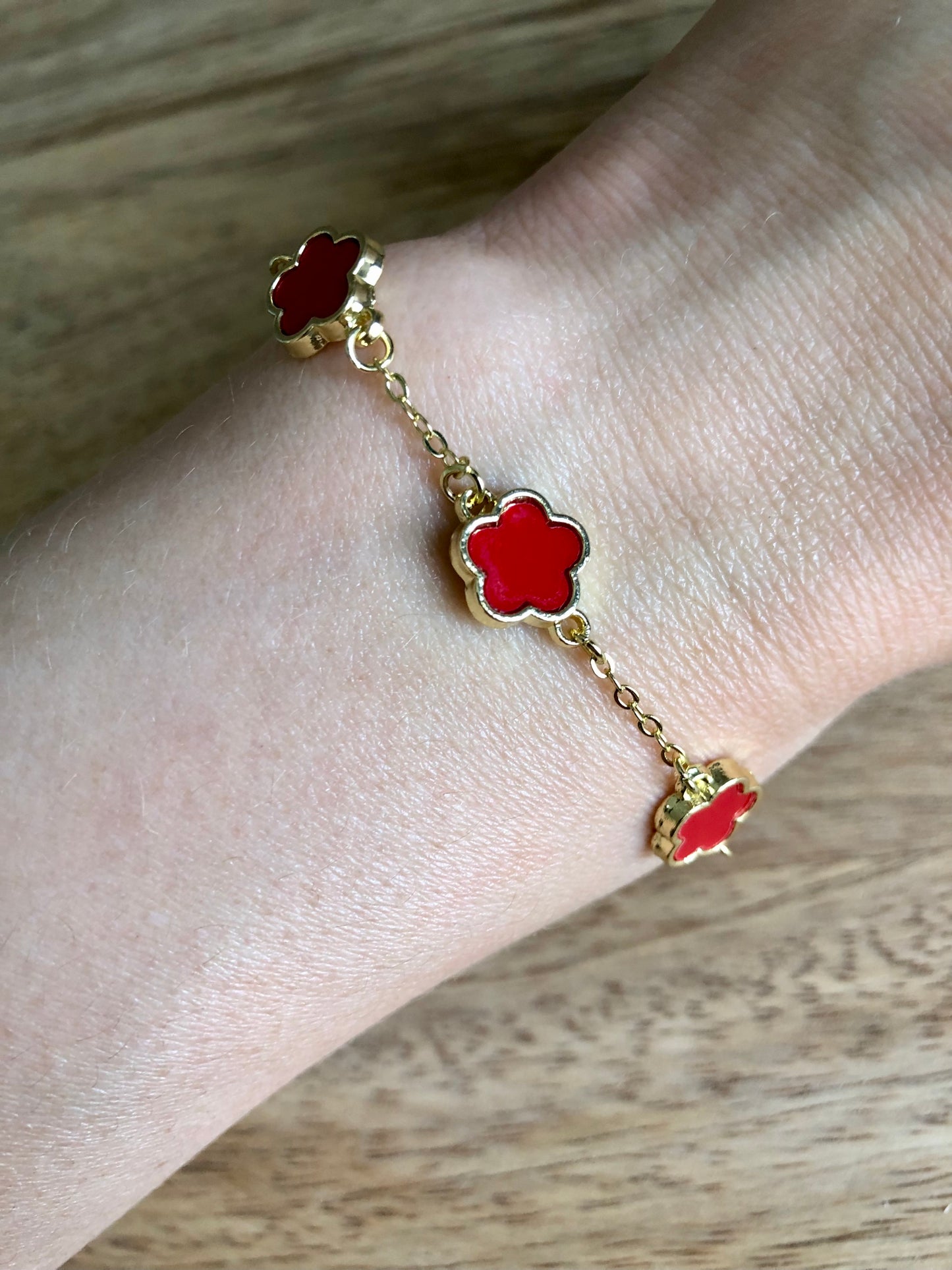 Bracelet Fleurs Rouges