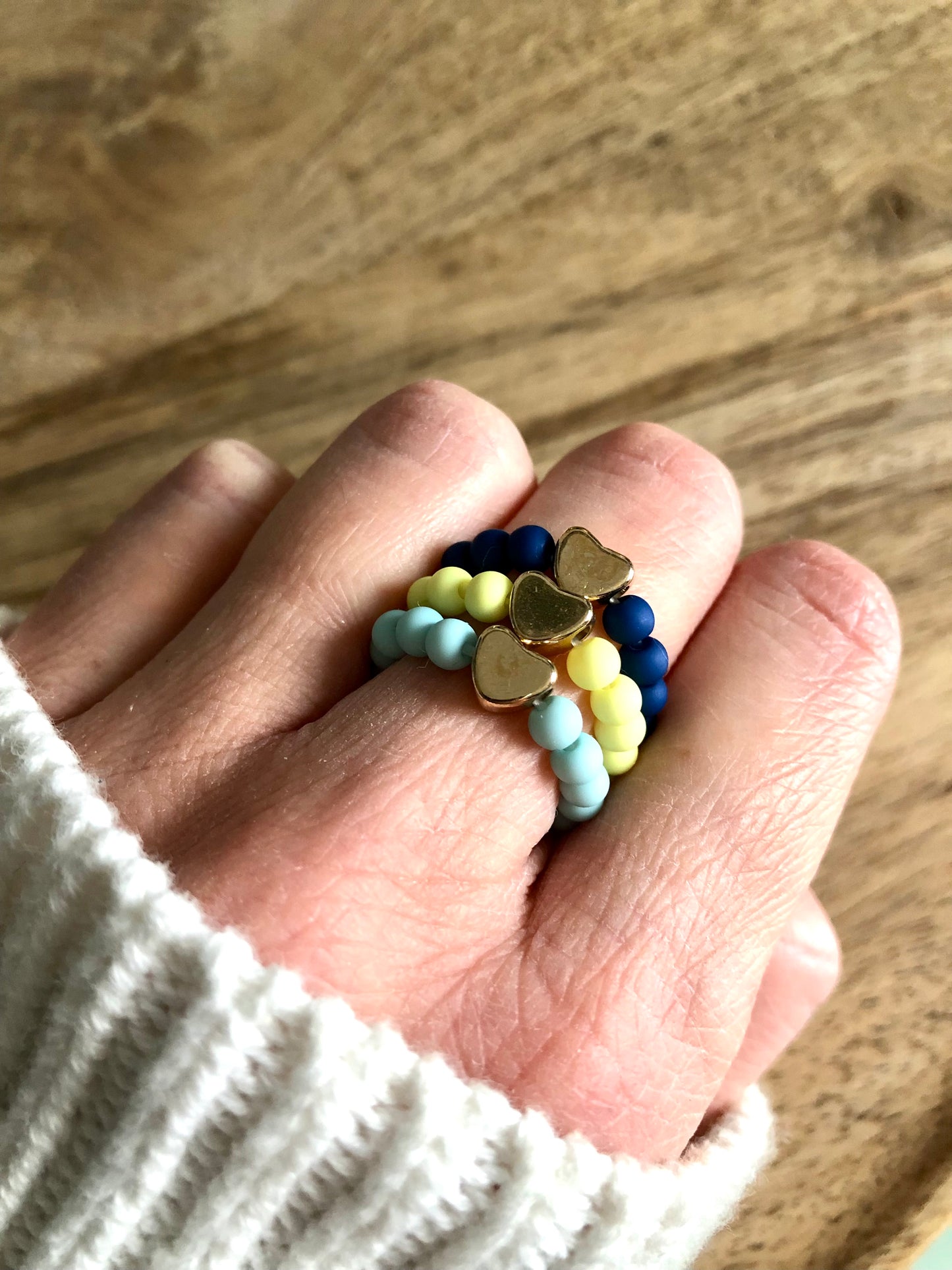 Bagues Cœurs en Perles Colorées