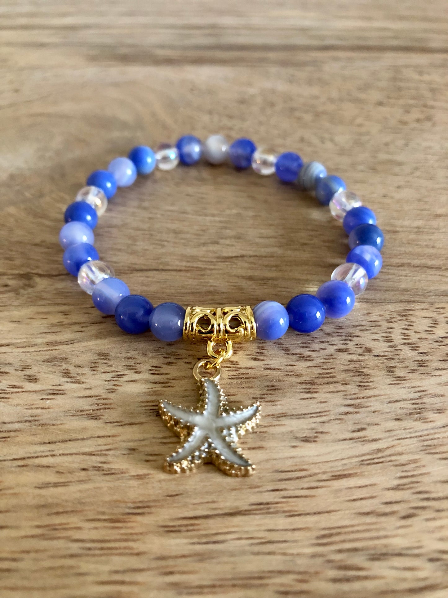 Bracelet Harmonie en Calcédoine Bleue Foncée & Aqua Aura