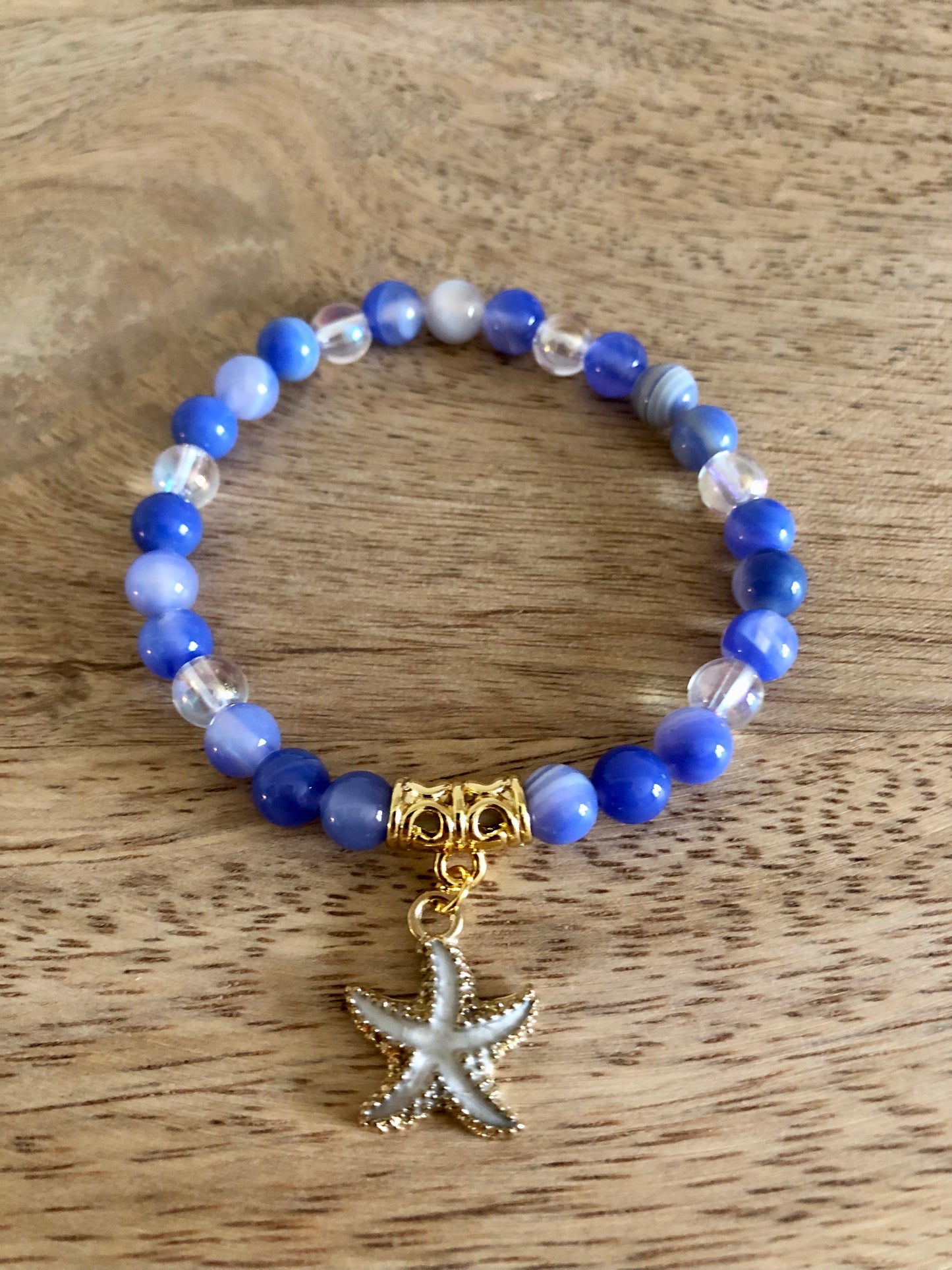Bracelet Harmonie en Calcédoine Bleue Foncée & Aqua Aura