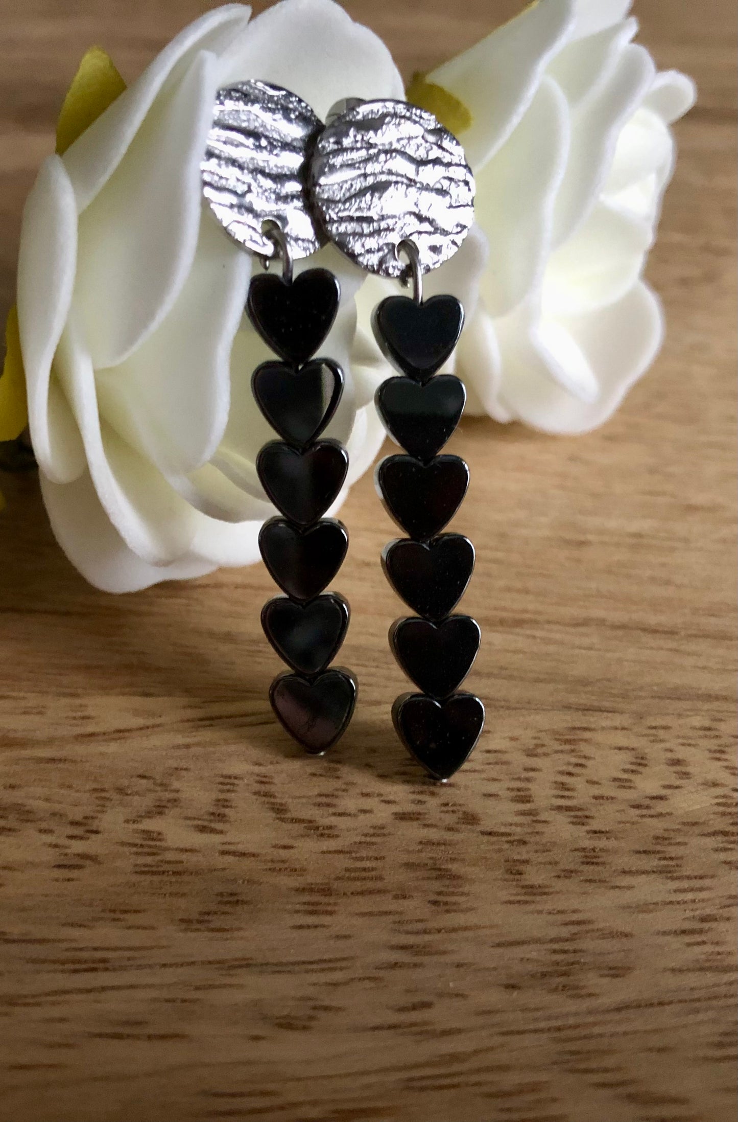 Boucles d’Oreilles Coeurs Noirs