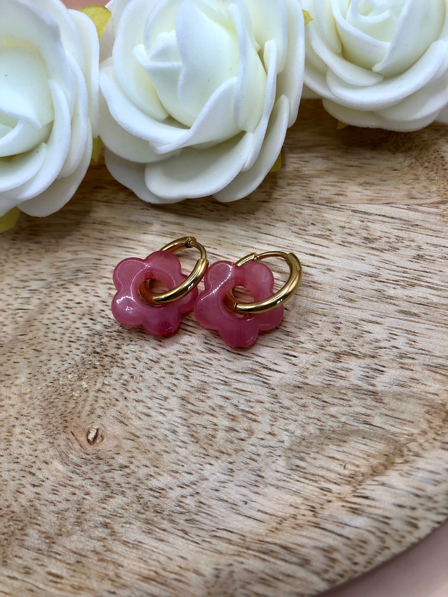 Boucles d’Oreilles Fleurs Percées - Roses