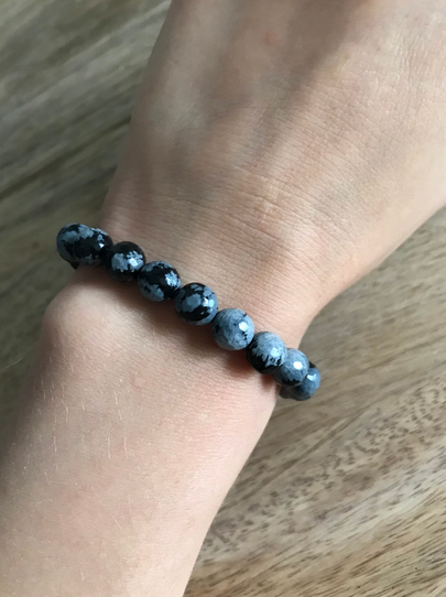 Bracelet Bouclier en Obsidienne Neige