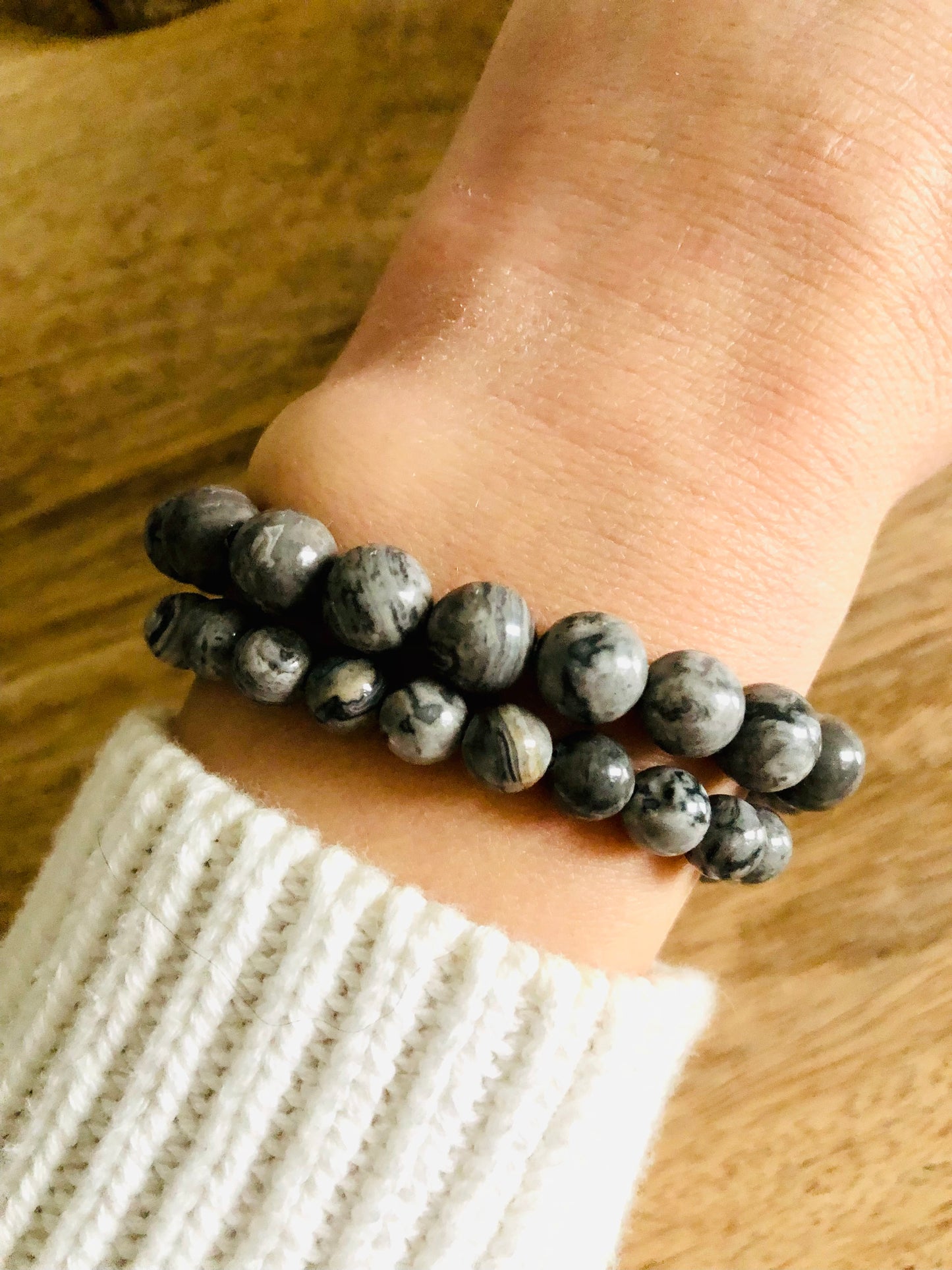 Bracelet Soutien Émotionnel en Jaspe Gris