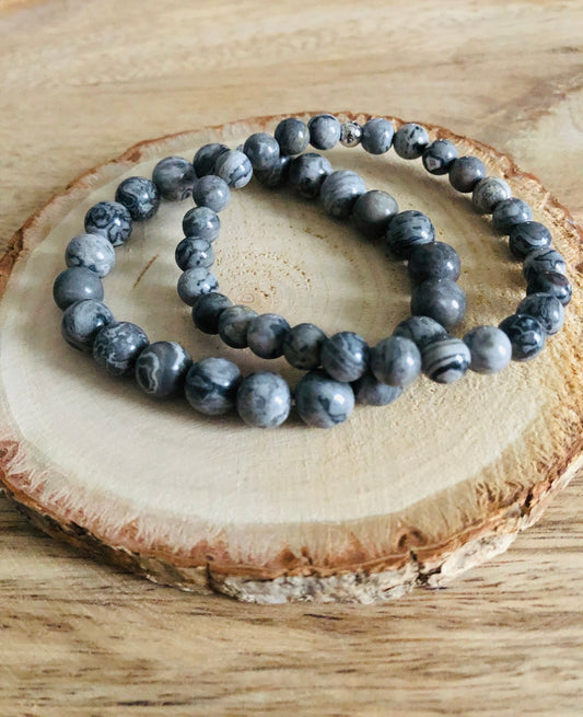 Bracelet Soutien Émotionnel en Jaspe Gris