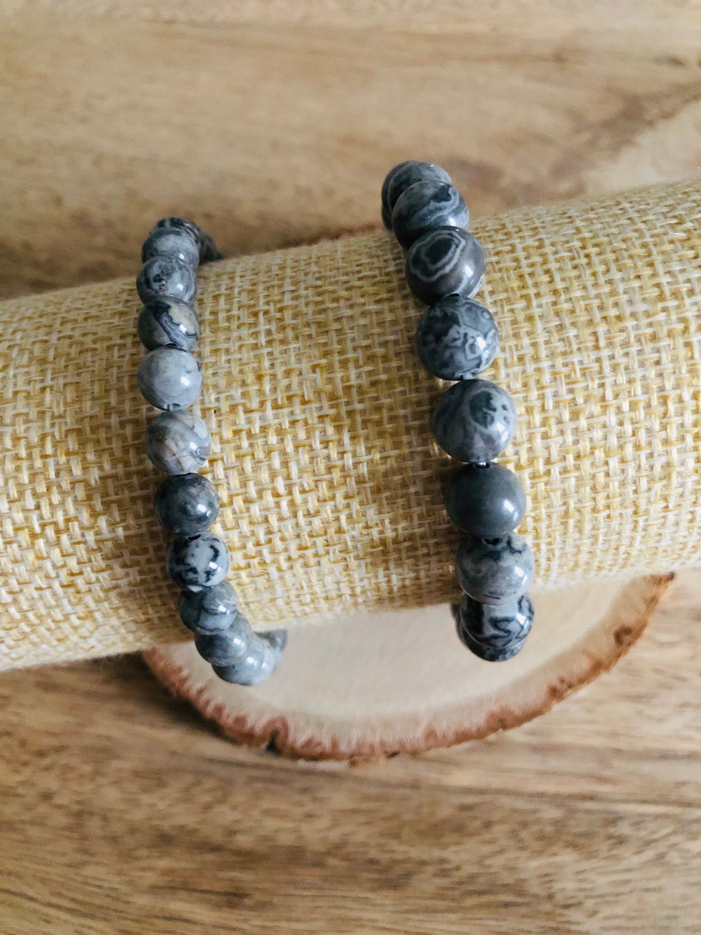 Bracelet Soutien Émotionnel en Jaspe Gris