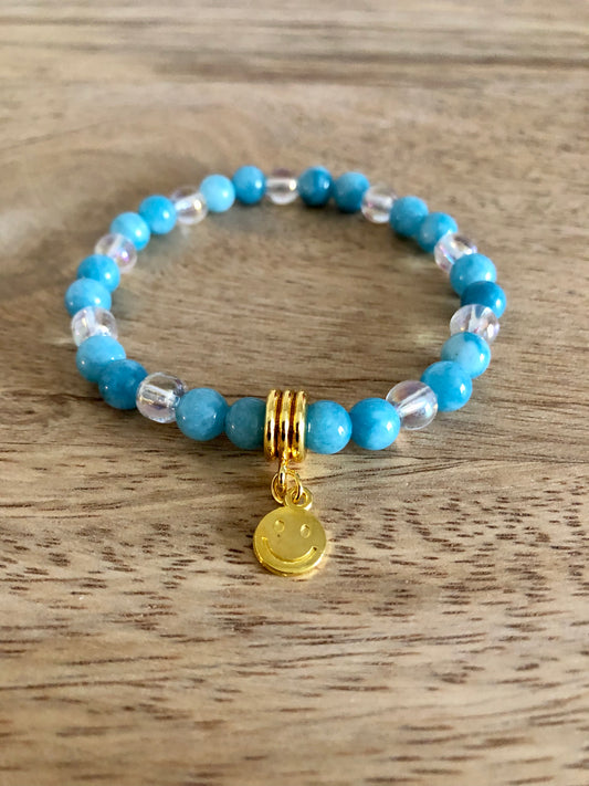 Bracelet Harmonie en Calcédoine Bleue & Aqua Aura
