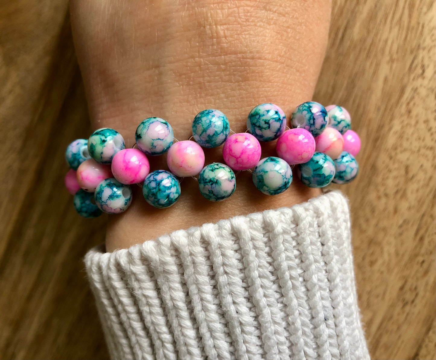 Bracelets Jasper - Roses & Bleus