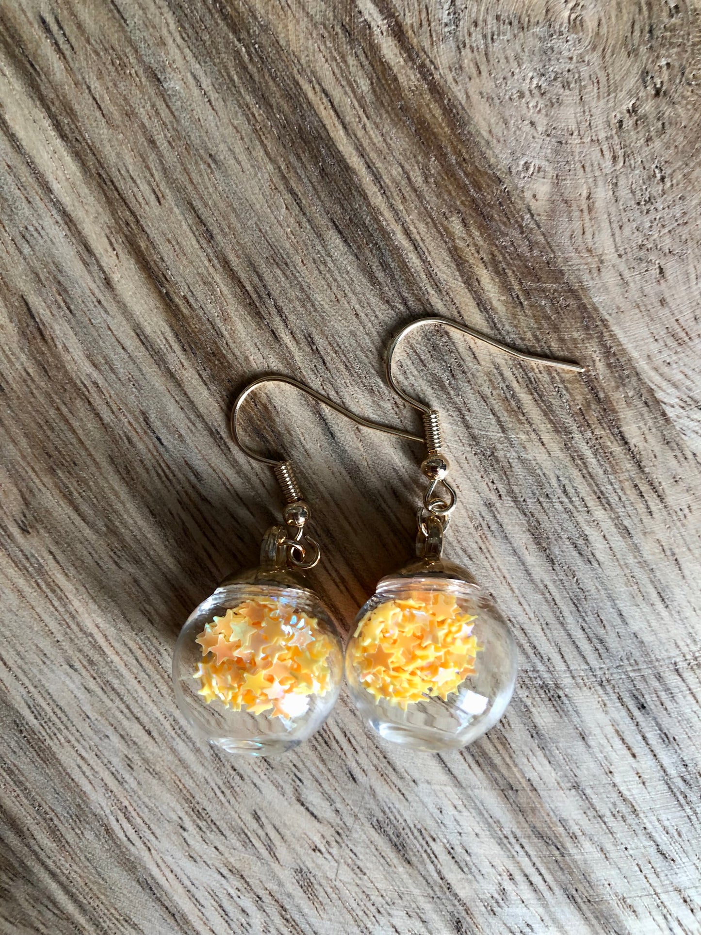 Boucles d’Oreilles Bulles d’Etoiles - Jaunes Orangées