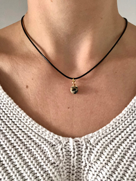 Collier Acceptation en Jaspe Dalmatien