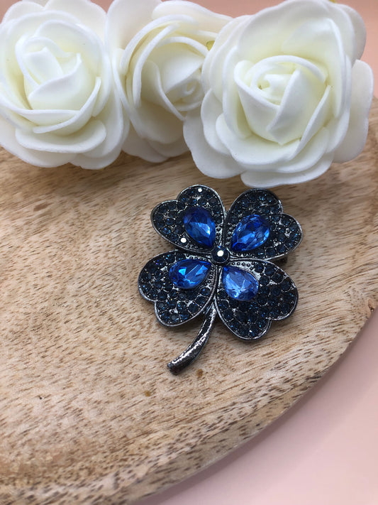 Broche Trèfle - Bleue