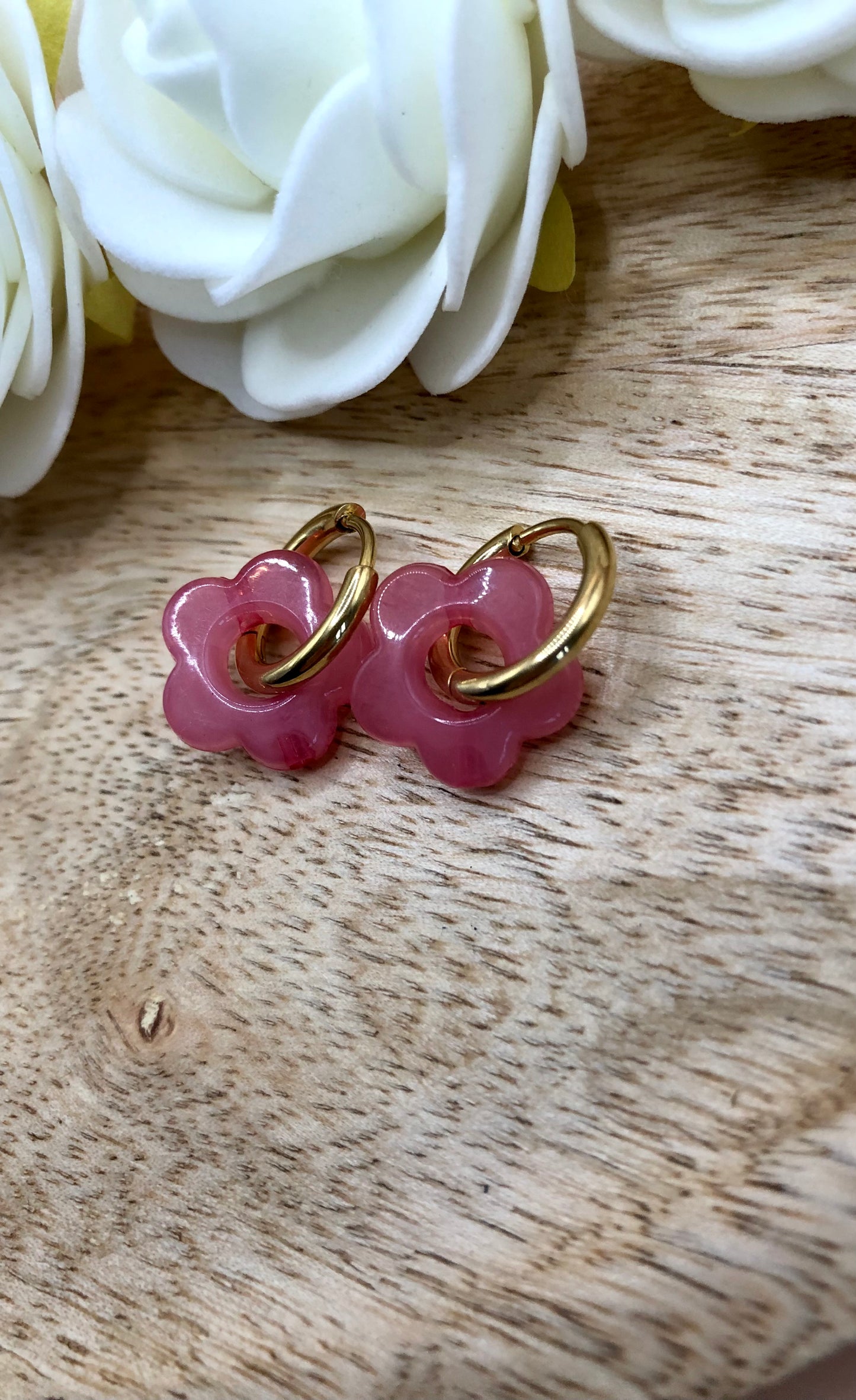 Boucles d’Oreilles Fleurs Percées - Roses