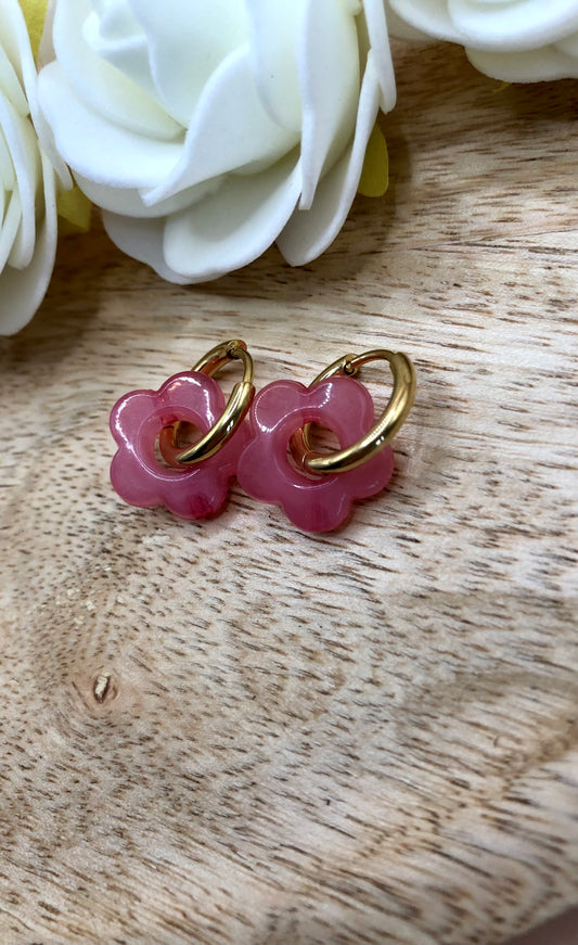 Boucles d’Oreilles Fleurs Percées - Roses