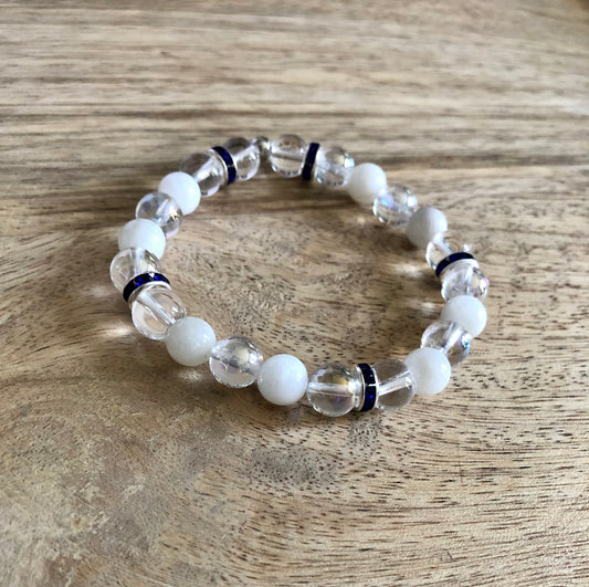 Bracelet Intuition en Pierre de Lune, Quartz Aqua Aura & Cristal de Roche