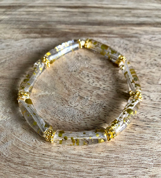 Bracelet Tubes - Doré Tacheté