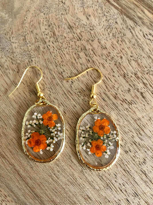Boucles-d’Oreilles Florales - Oranges