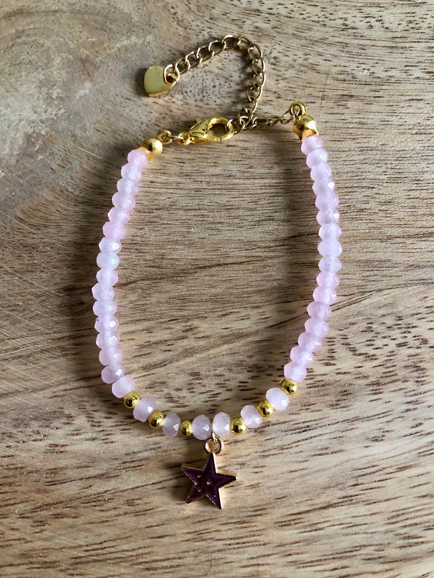 Bracelet Douceur en Quartz Rose & Étoile