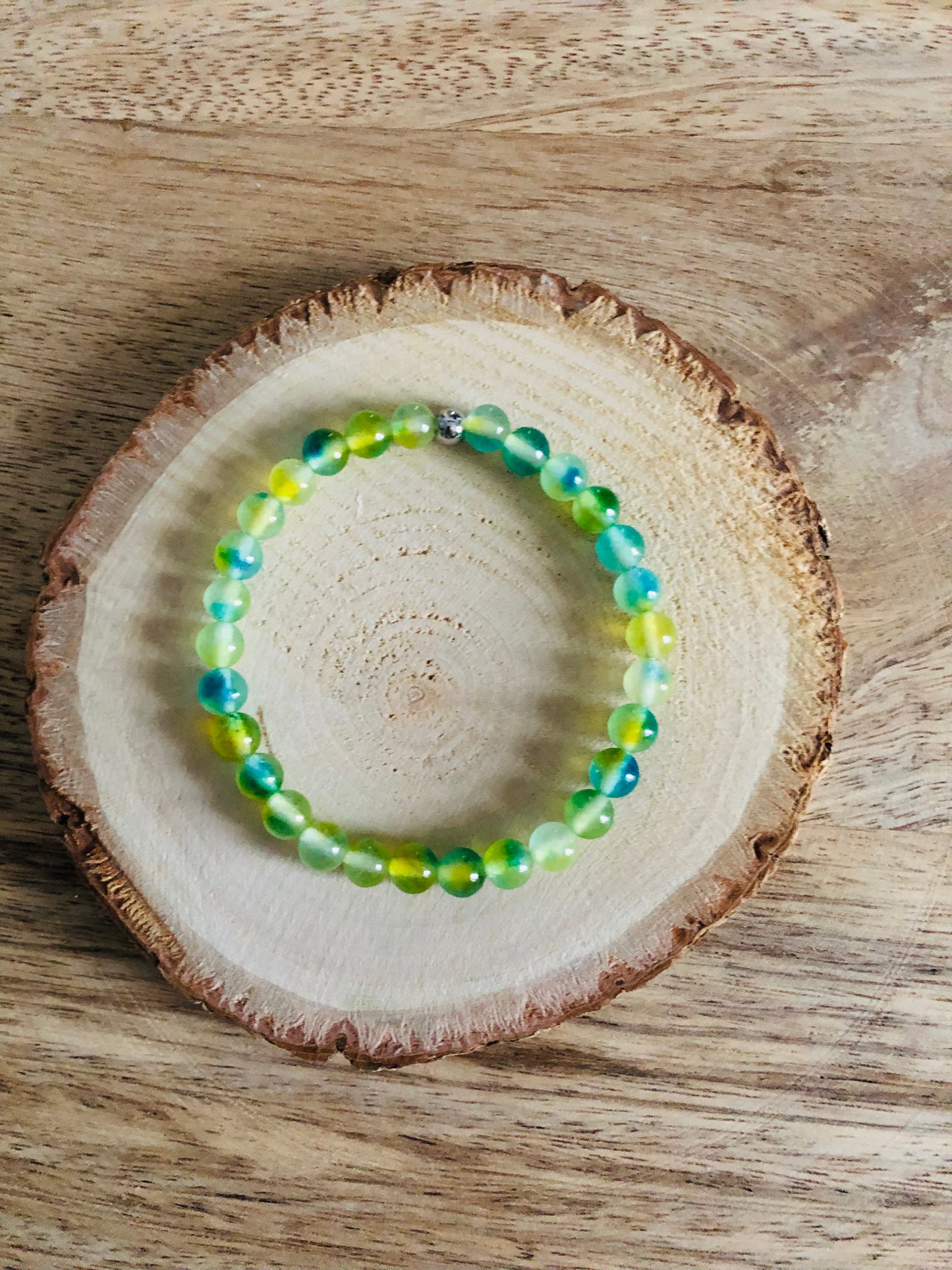 Bracelet Communication en Calcédoine verte & jaune