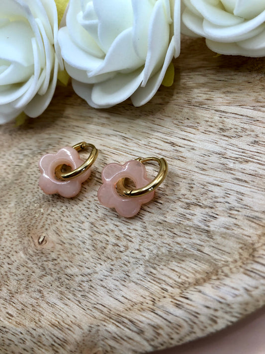 Boucles d’Oreilles Fleurs Percées - Coloris Saumon