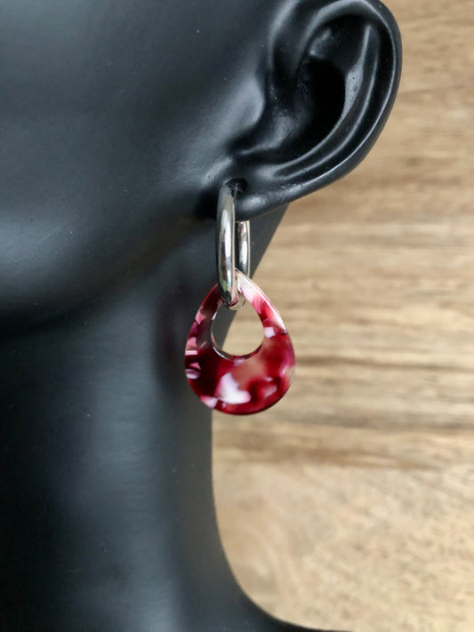 Boucles d’Oreilles Gouttes Colorées - Rouges