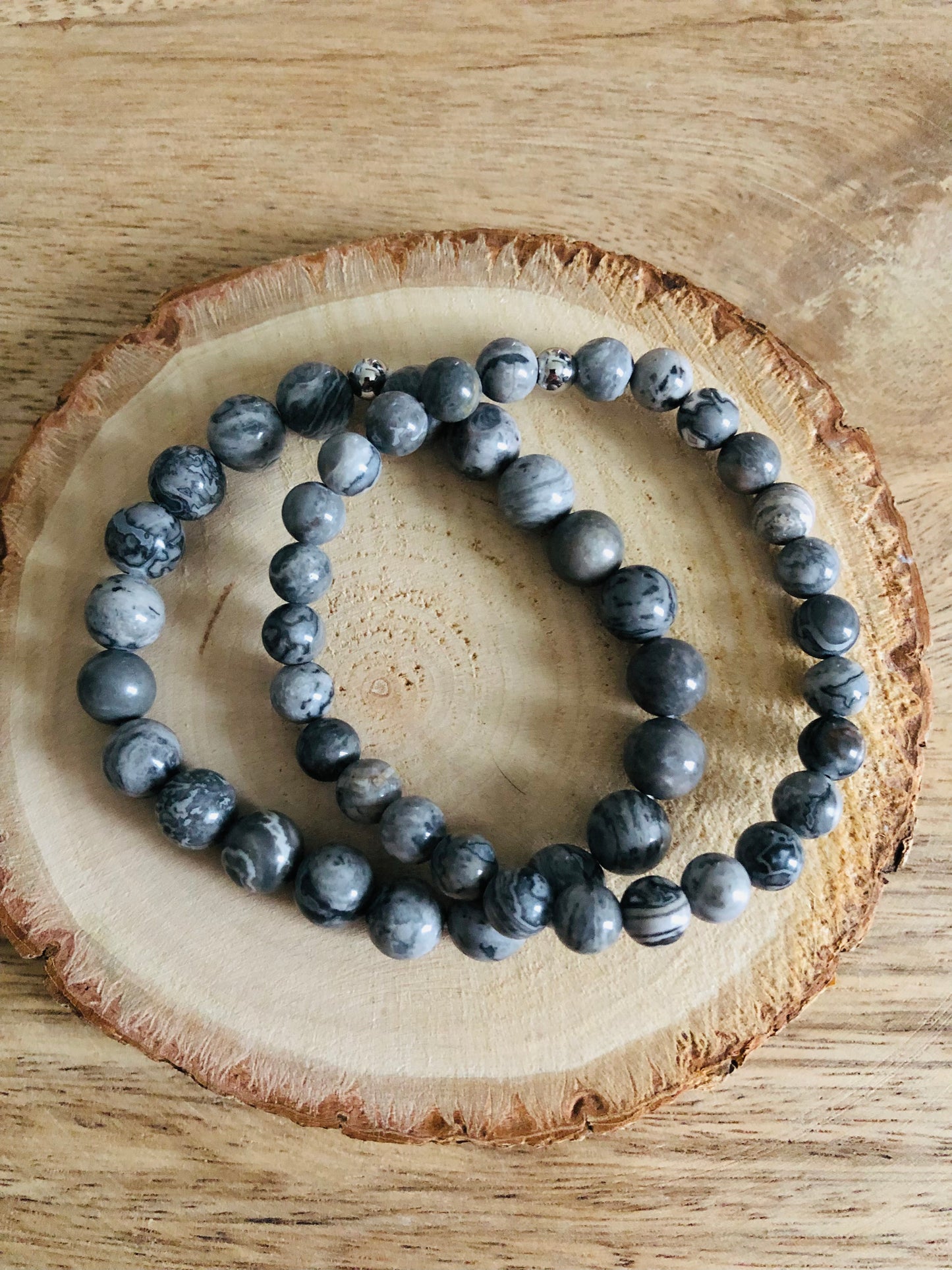 Bracelet Soutien Émotionnel en Jaspe Gris