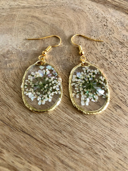 Boucles-d’Oreilles Florales - Blanches Scintillantes