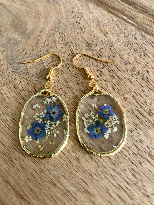 Boucles-d’Oreilles Florales - Bleues