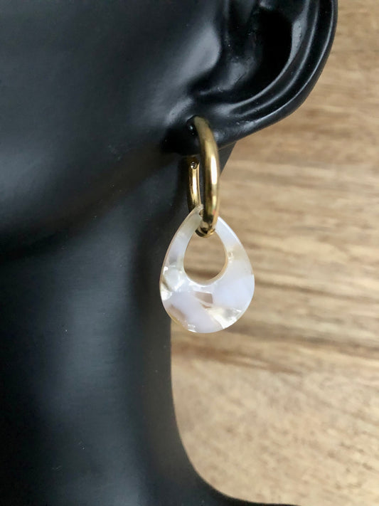 Boucles d’Oreilles Gouttes Colorées - Blanches Rosées